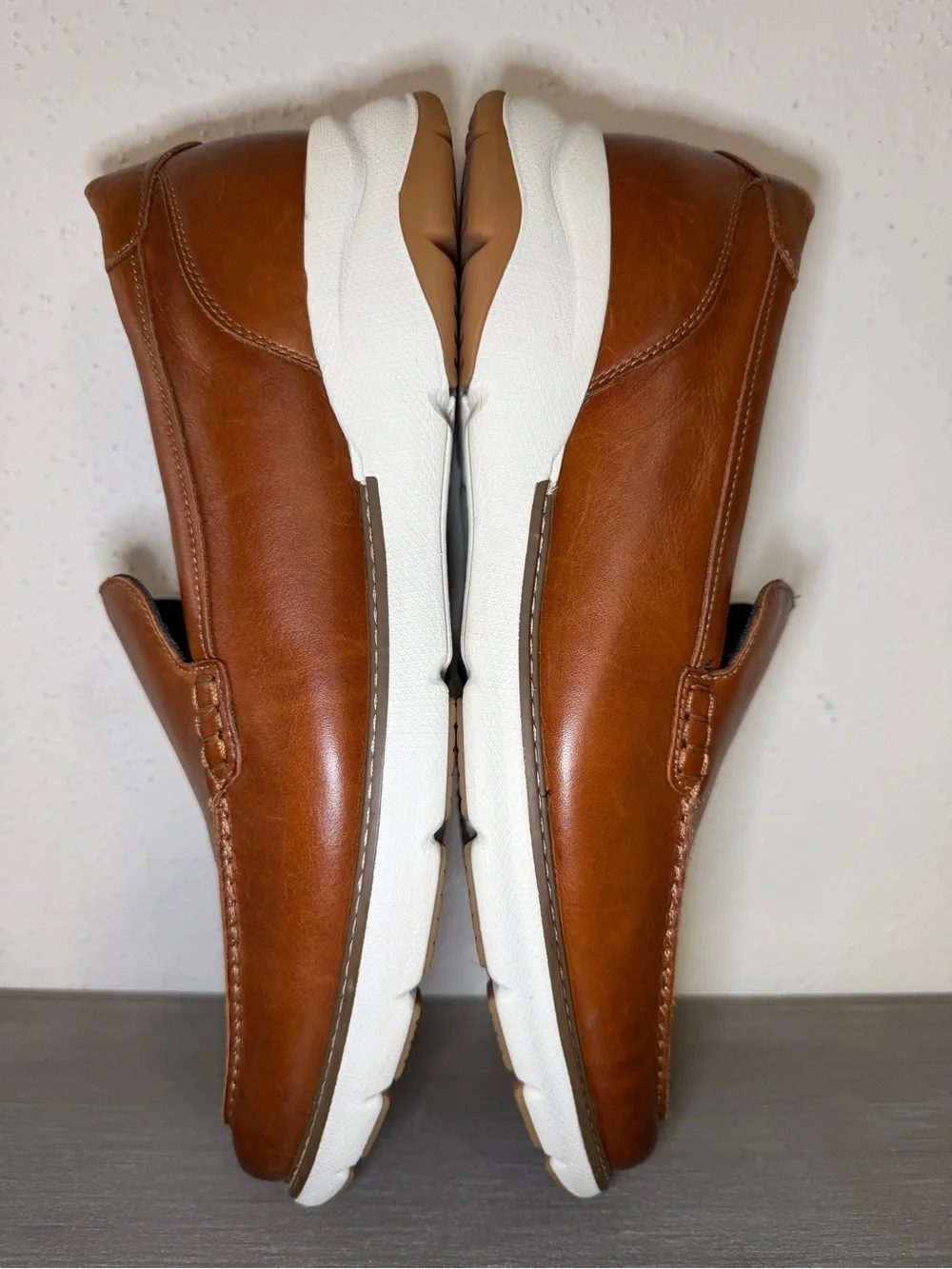 Men Florsheim Frenzi Toe Venetian Loafer Walking Shoes Cognac Leather Size 12W